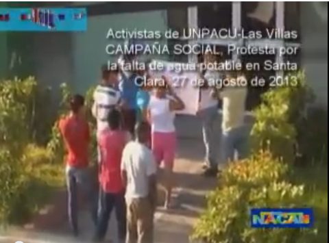 Protesta frente a CubaHidráulica en Santa Clara