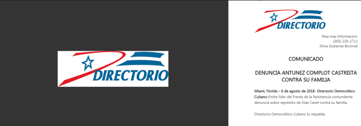 Directorio Democrático respala denuncia de Antúnez