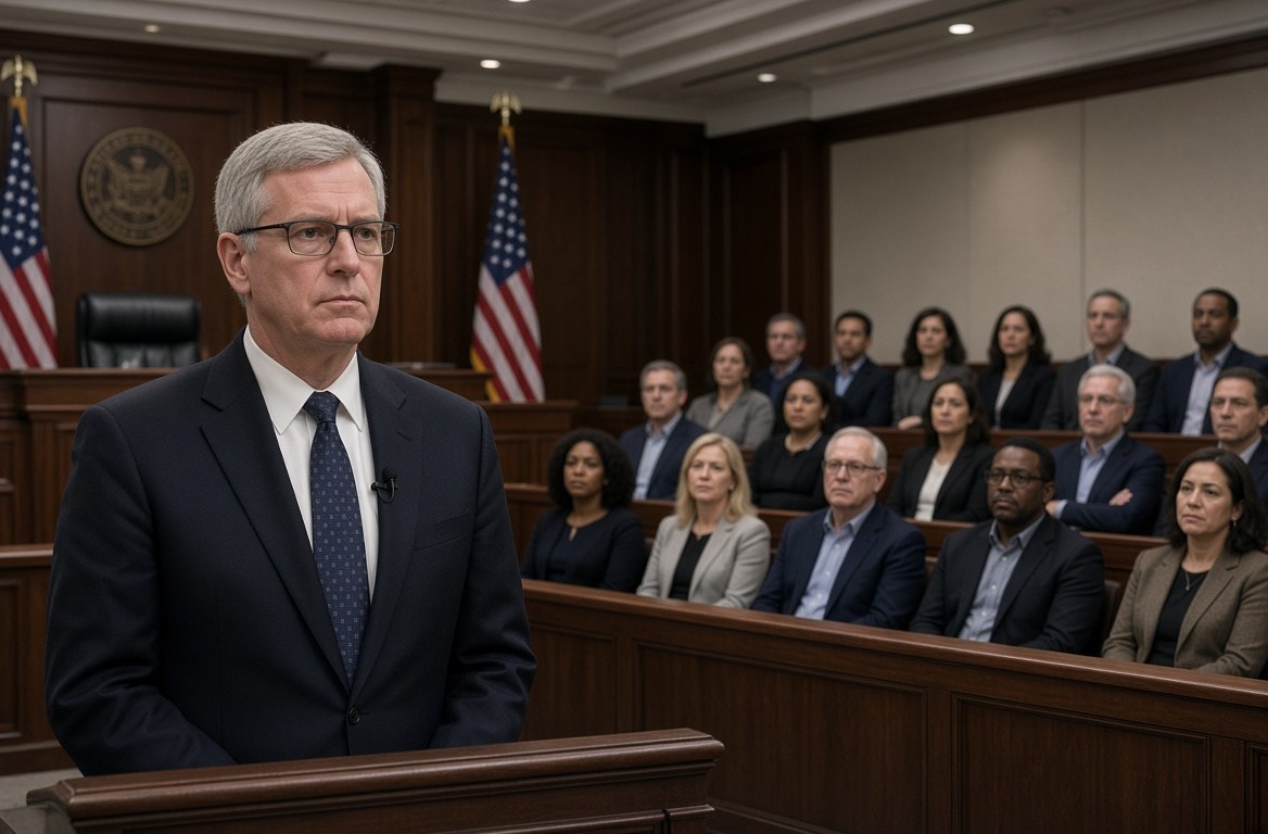 un hombre frente un tribunal (Image IA)